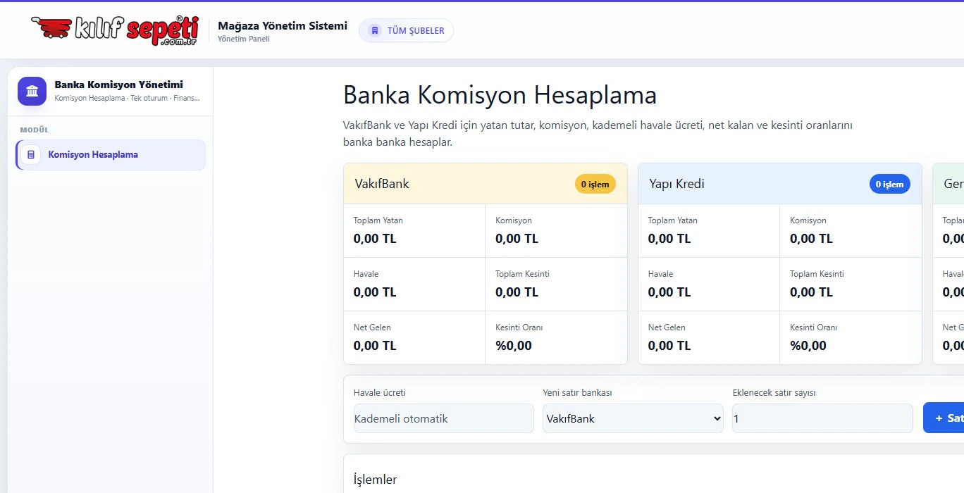 Bank commission calculation module comparing deposits, fees, transfer costs and net proceeds by bank.